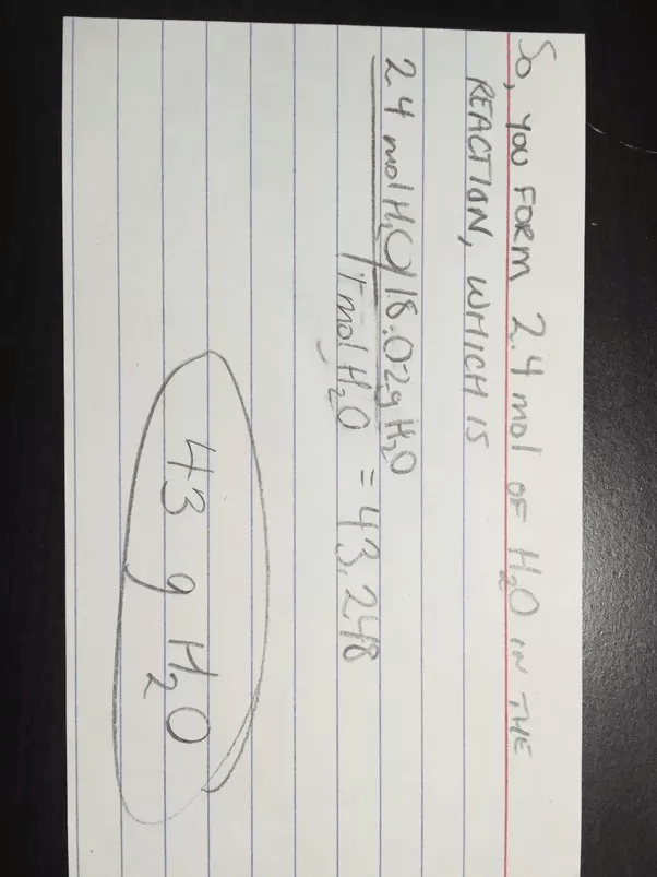 Hydrogen and oxygen react chemically to form water. How much water