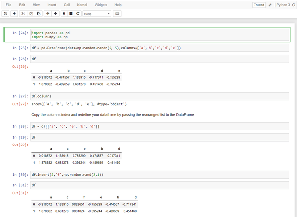 How to change the order of DataFrame columns in pandas Quora