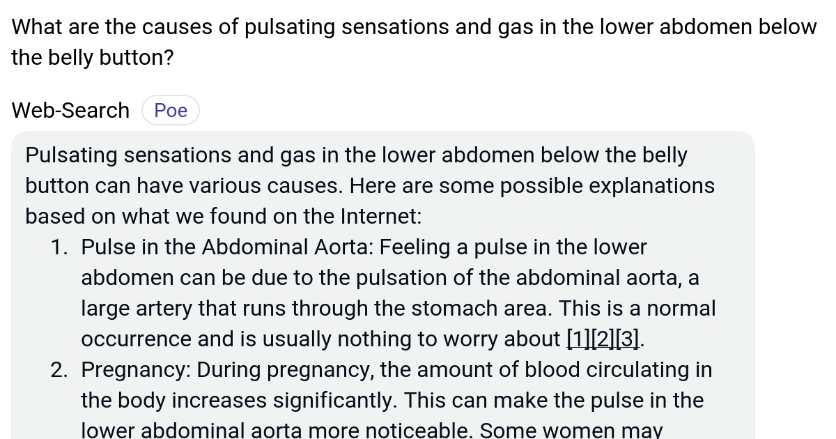 What are the causes of pulsating sensations and gas in the lower