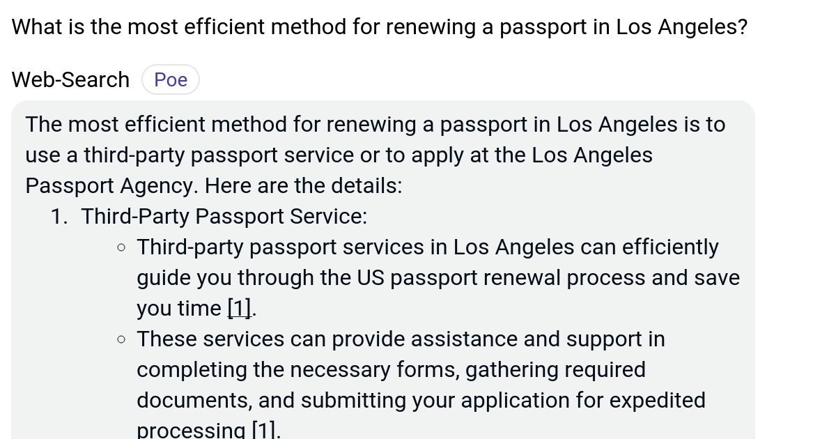 What is the most efficient method for renewing a passport in Los
