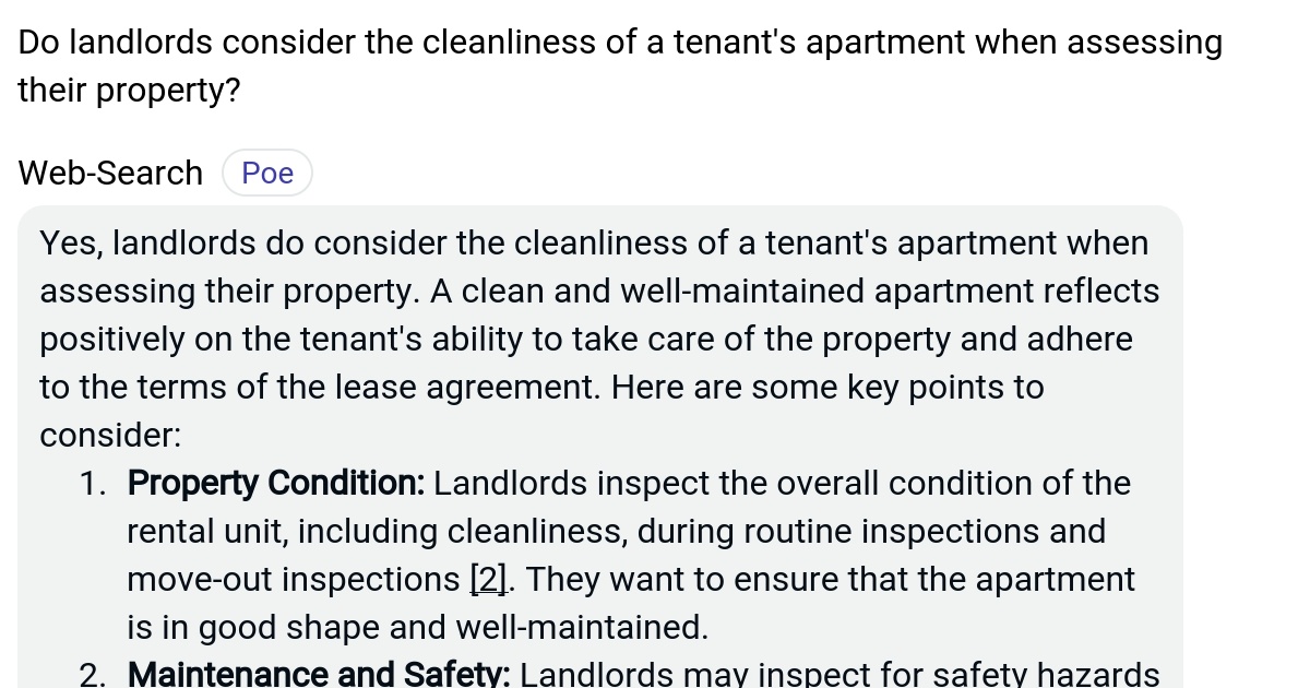 Do landlords consider the cleanliness of a tenant's apartment when