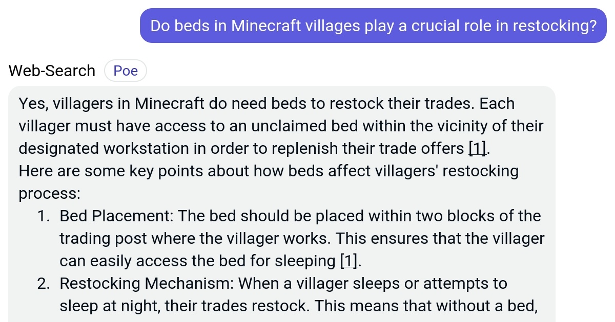 Do beds in Minecraft villages play a crucial role in restocking? Poe