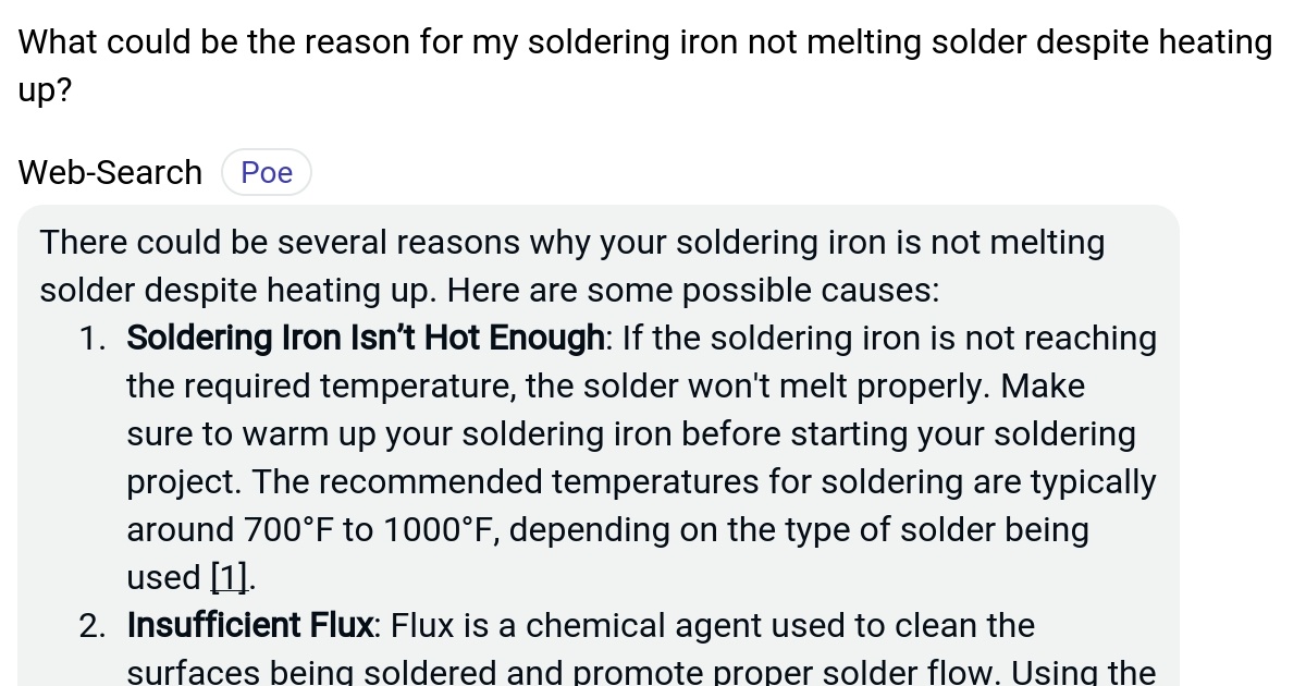 What could be the reason for my soldering iron not melting solder