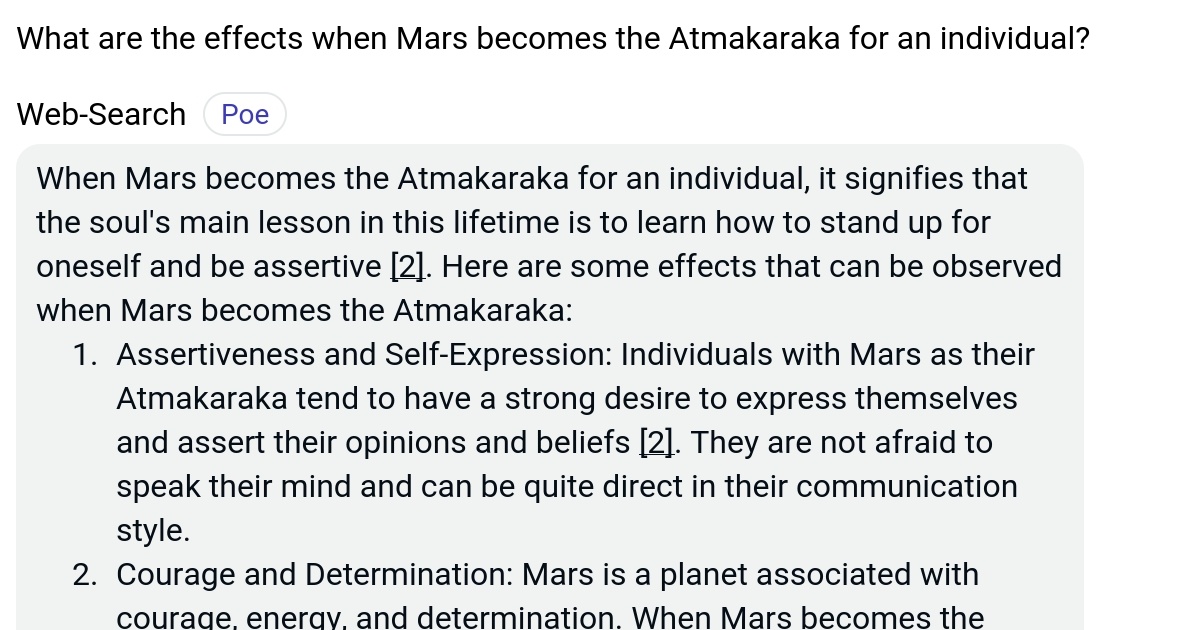 What are the effects when Mars the Atmakaraka for an individual