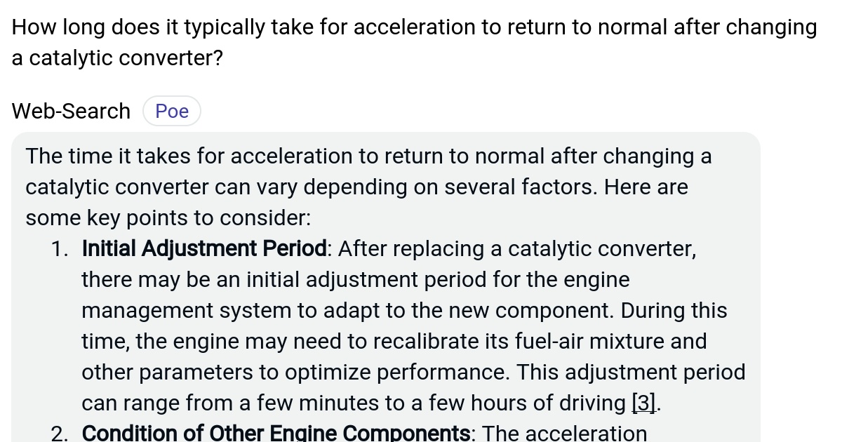 How long does it typically take for acceleration to return to normal