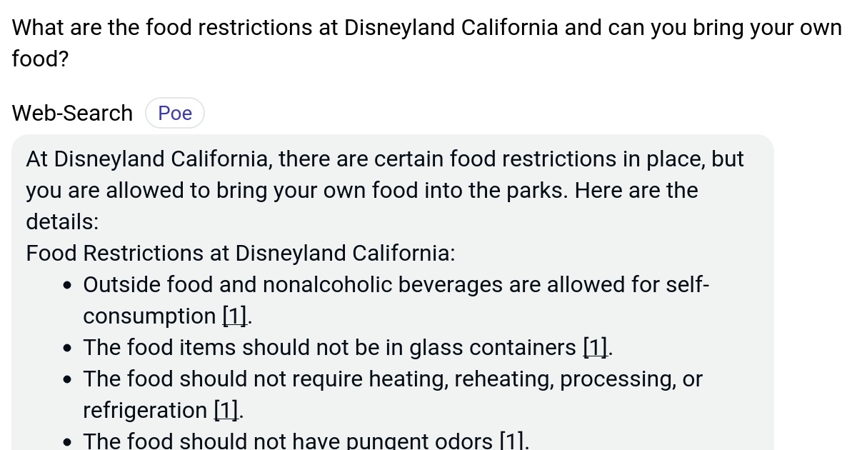 What are the food restrictions at Disneyland California and can you