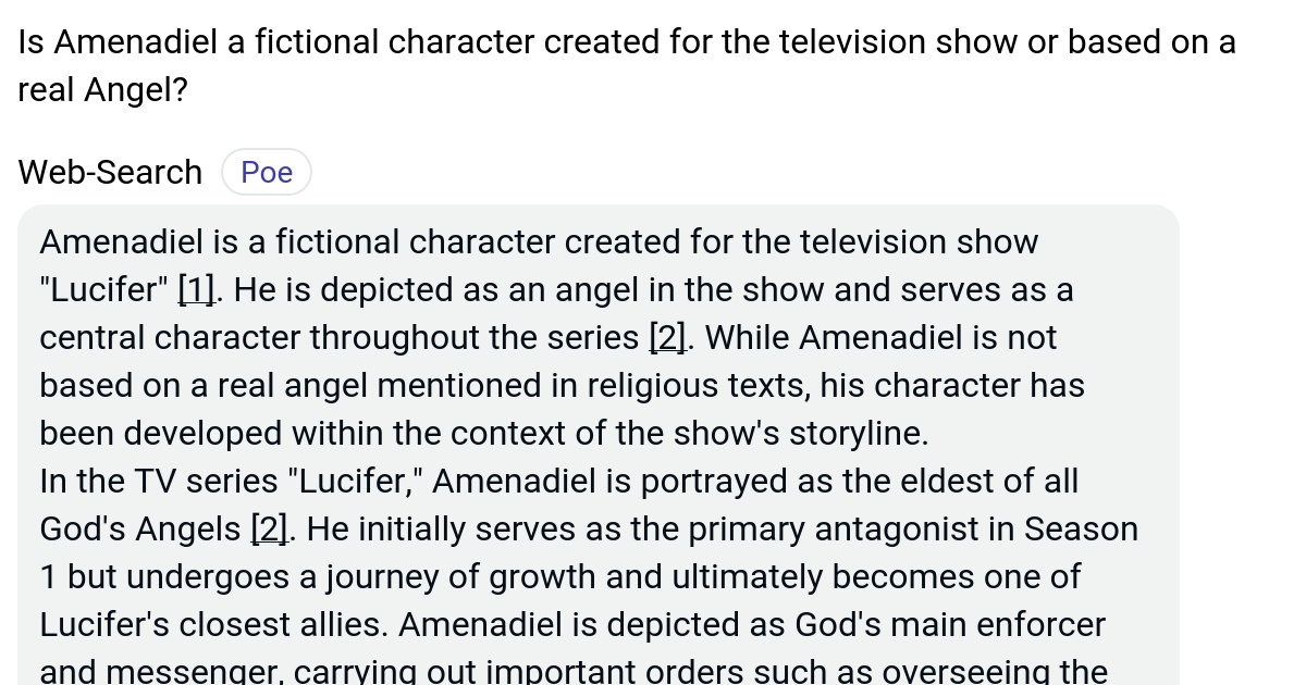 Is Amenadiel a fictional character created for the television show or