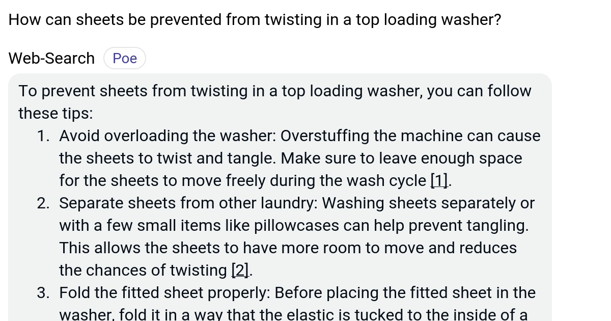 How can sheets be prevented from twisting in a top loading washer? Poe