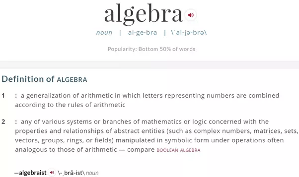 What is a definition of algebra? Quora