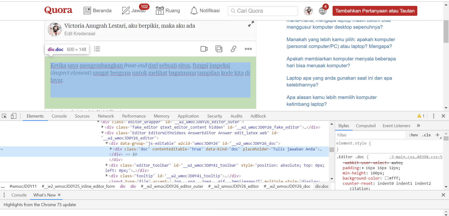 Apa fungsi inspeksi di menu klik kanan komputer dan laptop? - Quora