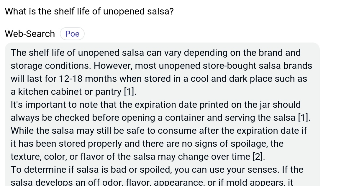 What is the shelf life of unopened salsa? Poe