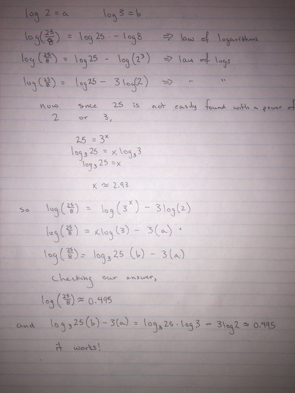 If log2 = a and log 3 = b , then express log 25/8 in terms of a and b