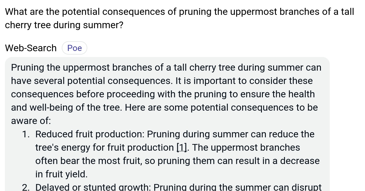 What are the potential consequences of pruning the uppermost branches