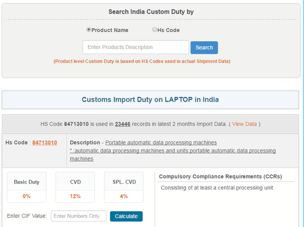 How much Custom duty is charged in India for purchasing electonics