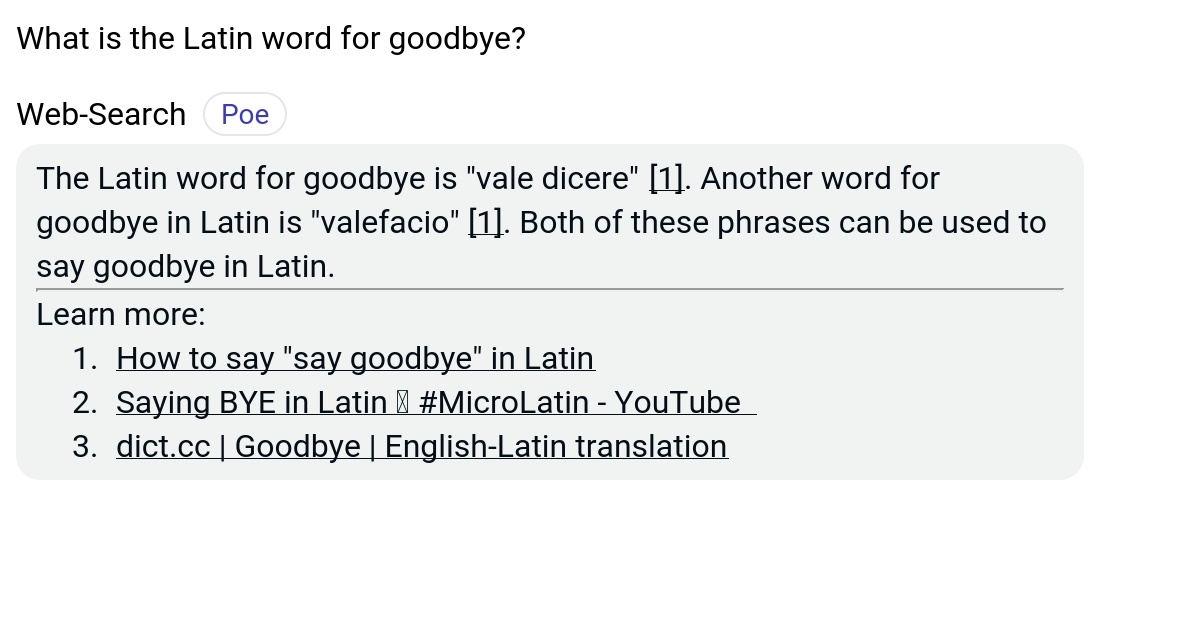 What is the Latin word for goodbye? Poe