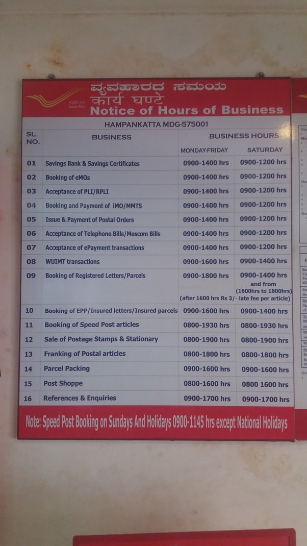 What is the working time of post offices in india? Quora