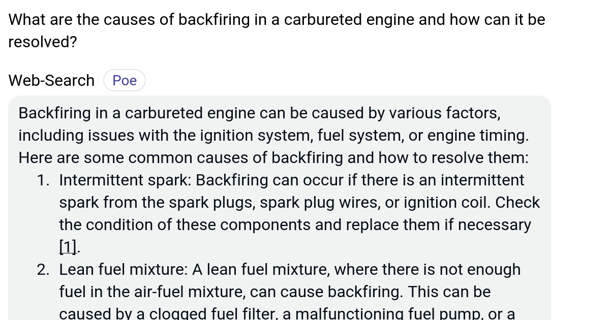What are the causes of backfiring in a carbureted engine and how can it