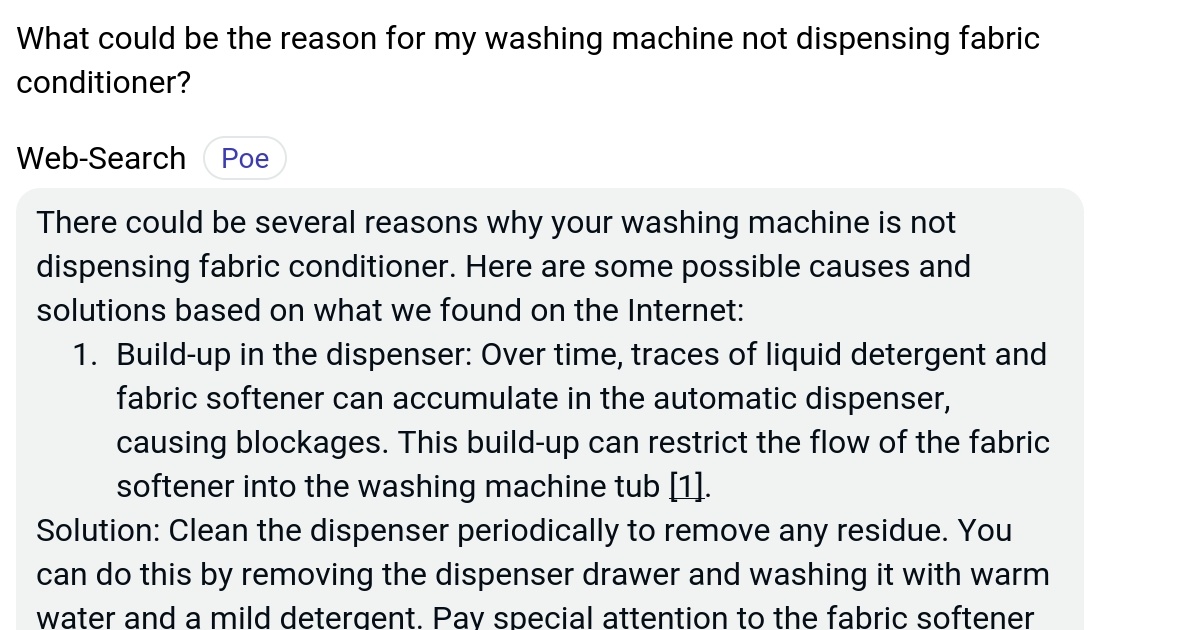What could be the reason for my washing machine not dispensing fabric conditioner? Poe