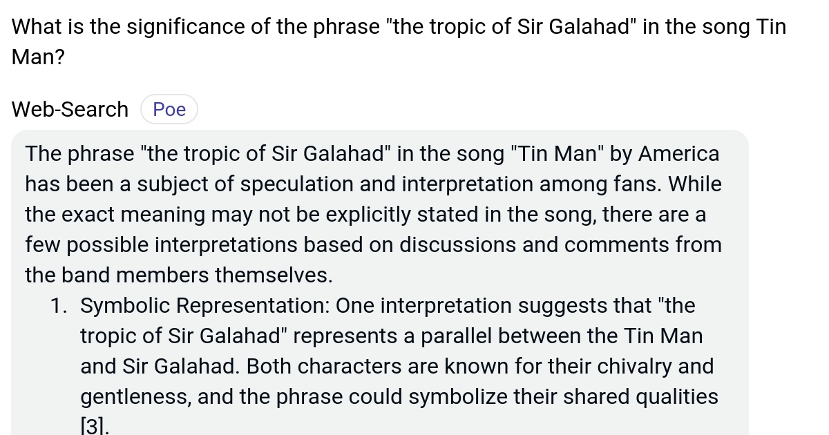 What is the significance of the phrase "the tropic of Sir Galahad" in