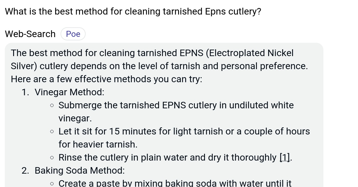 What is the best method for cleaning tarnished Epns cutlery? Poe