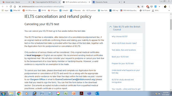 I have registred for IELTS but haven't payed. Can I change the exam date? Quora