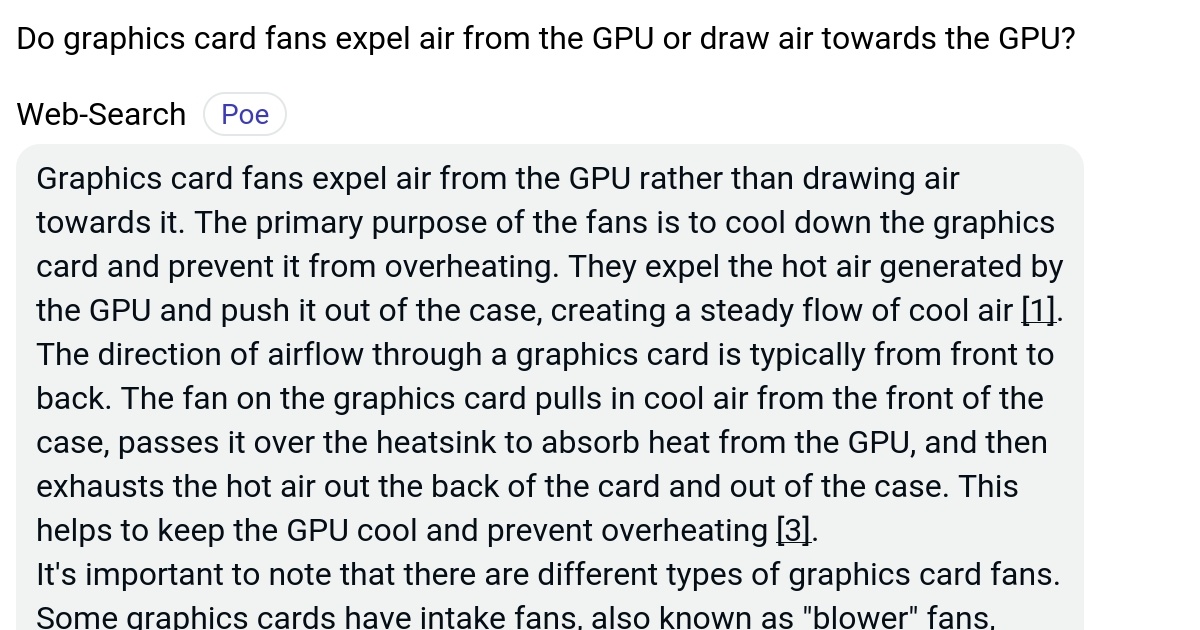 Do graphics card fans expel air from the GPU or draw air towards the