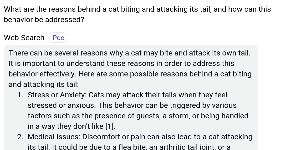What are the reasons behind a cat biting and attacking its tail, and