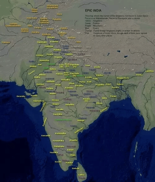 Ancient Map Of India During Mahabharata Epics of India How many countries were known at the time of mahabharat