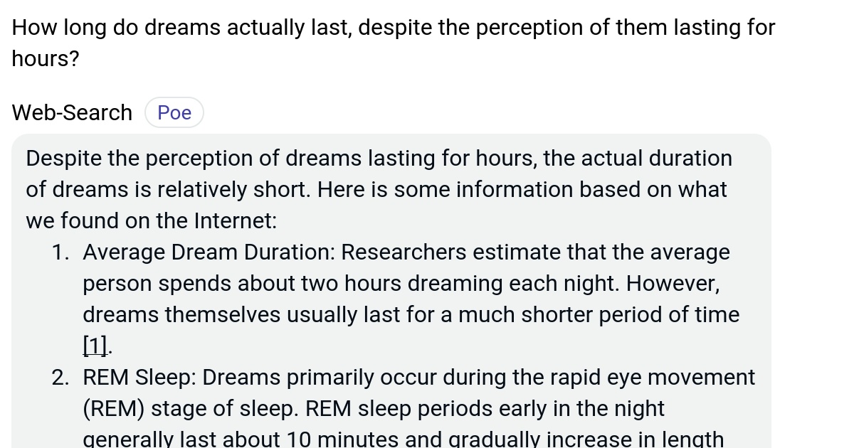 How long do dreams actually last, despite the perception of them