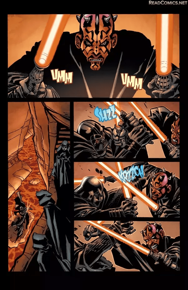 How did Darth Vader fought Darth Maul in Star Wars Legends