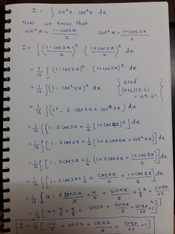 What is the integration of sin^4x.cos^4x? Quora