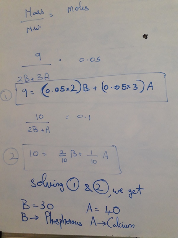 Suppose that A and B form the compounds B2A3 and B2A. If 0.05 mole of