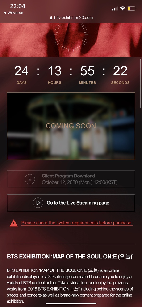 Which site will be streaming BTS online/offline concert on