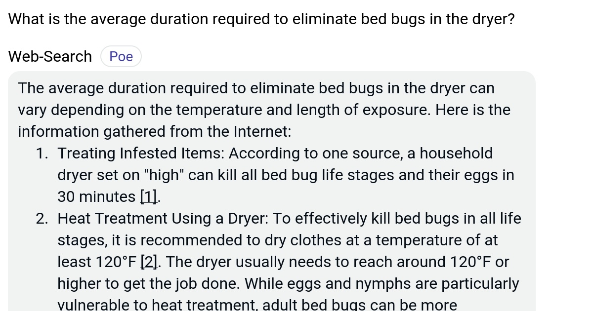 What is the average duration required to eliminate bed bugs in the