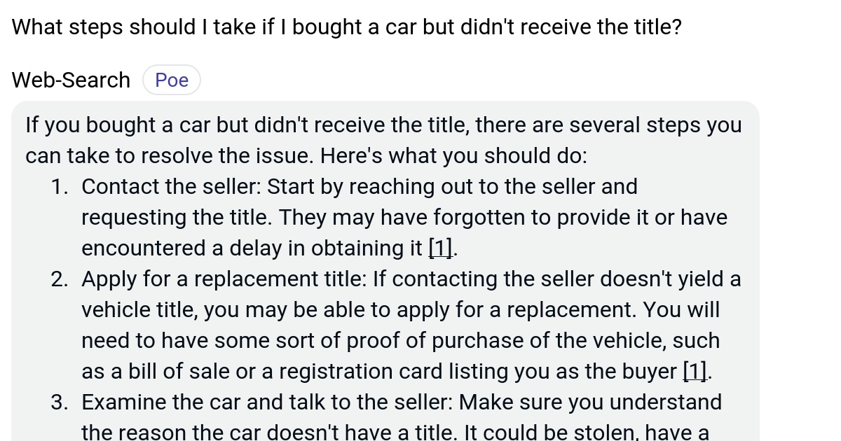 What steps should I take if I bought a car but didn't receive the title