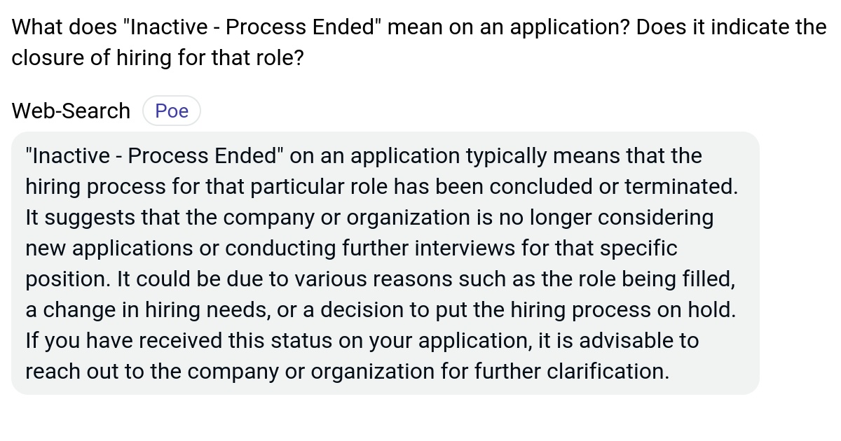 What does "Inactive Process Ended" mean on an application? Does it