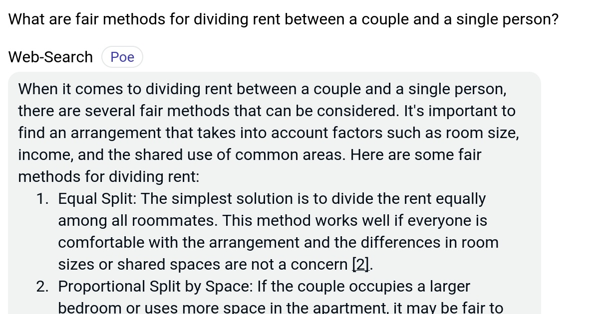 What are fair methods for dividing rent between a couple and a single