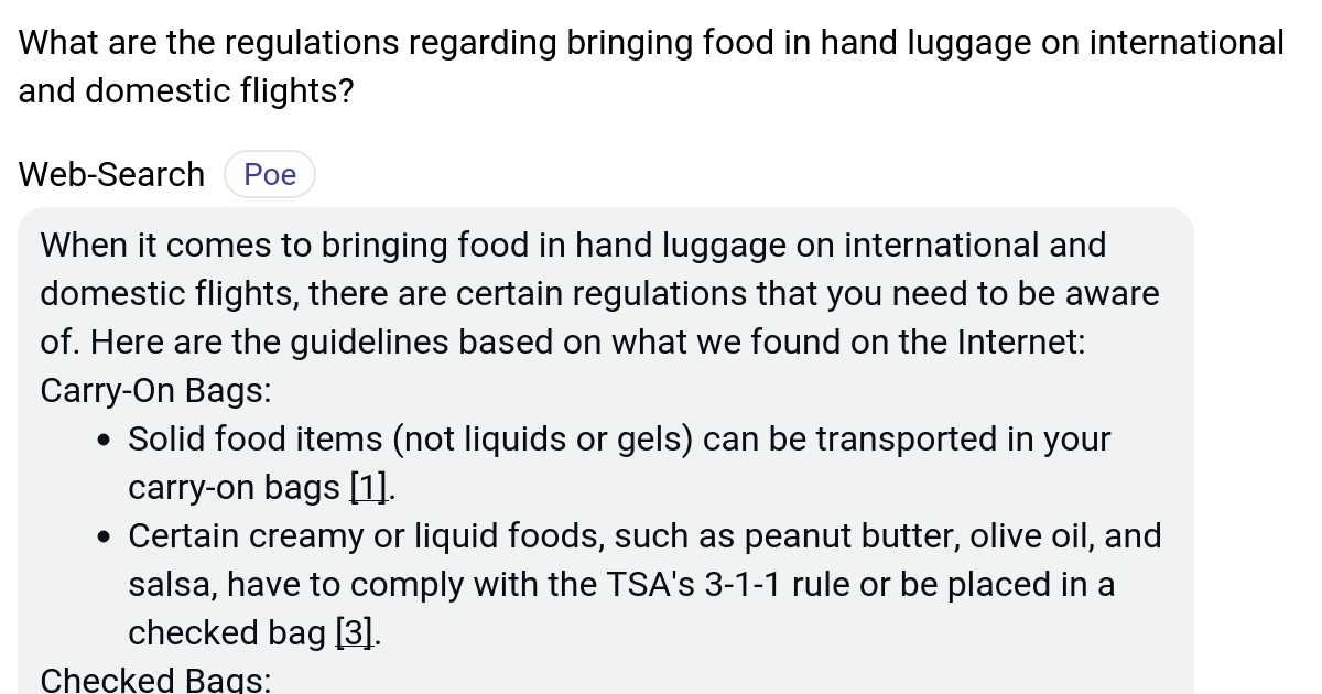 What are the regulations regarding bringing food in hand luggage on
