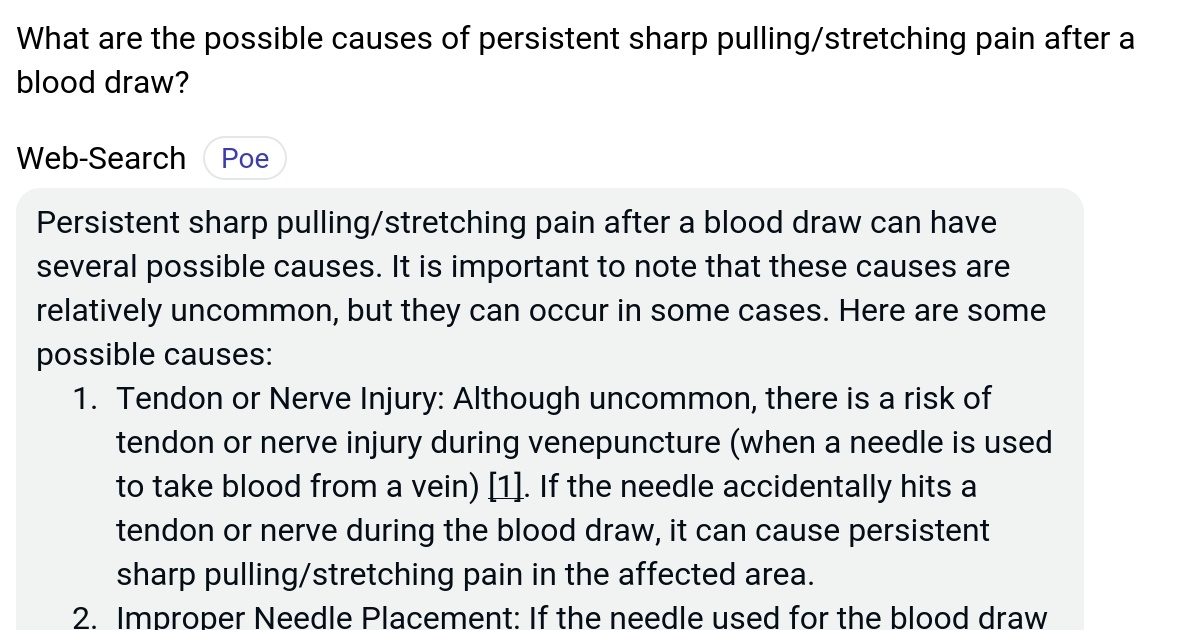 What are the possible causes of persistent sharp pulling/stretching