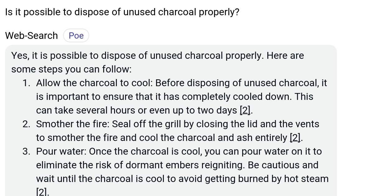 Is it possible to dispose of unused charcoal properly? Poe
