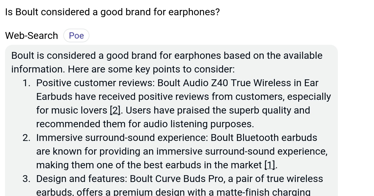Is Boult considered a good brand for earphones? Poe