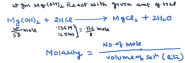 What mass of magnesium hydroxide is required to neutralize 125 mL of 0