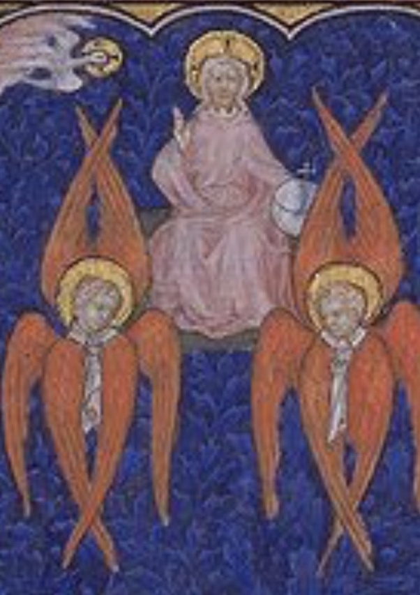 Are angels ever depicted as having golden halos floating