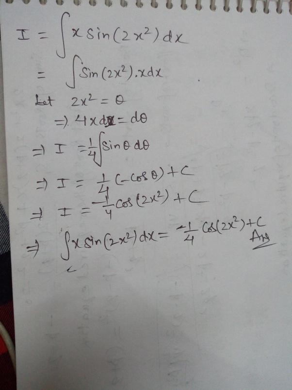 What is [math]\displaystyle\int x\sin (2x^2)dx[/math]? Quora