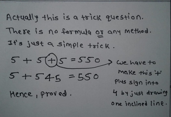 How is it possible that 5+5+5 = 550? Solve it Mind Puzzle 5 + 5