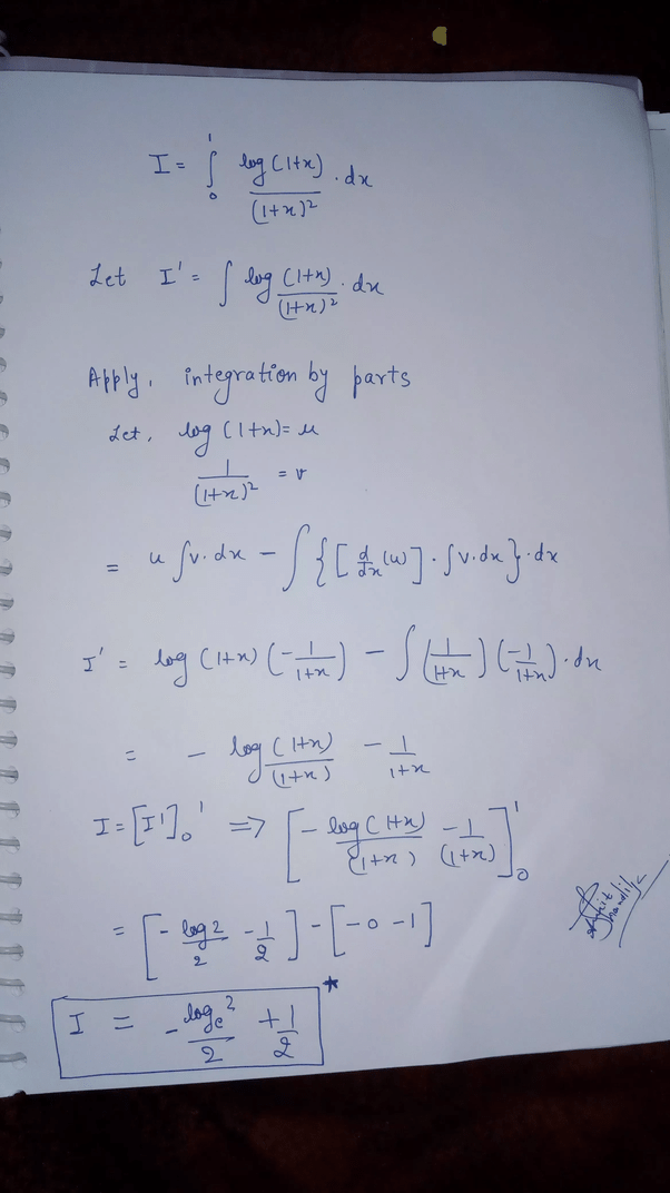 How To Integrate Math Displaystyle Int Dfrac Ln 1 X