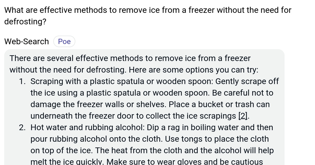 What are effective methods to remove ice from a freezer without the