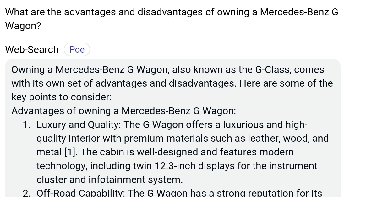 What are the advantages and disadvantages of owning a MercedesBenz G