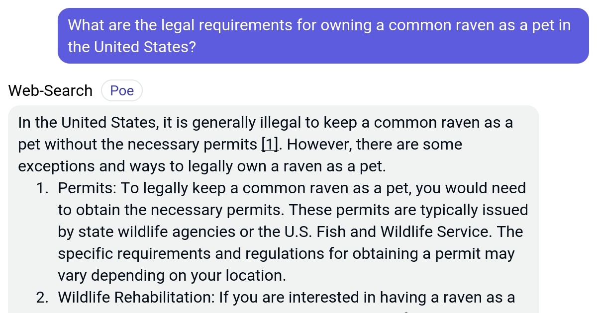 What are the legal requirements for owning a common raven as a pet in