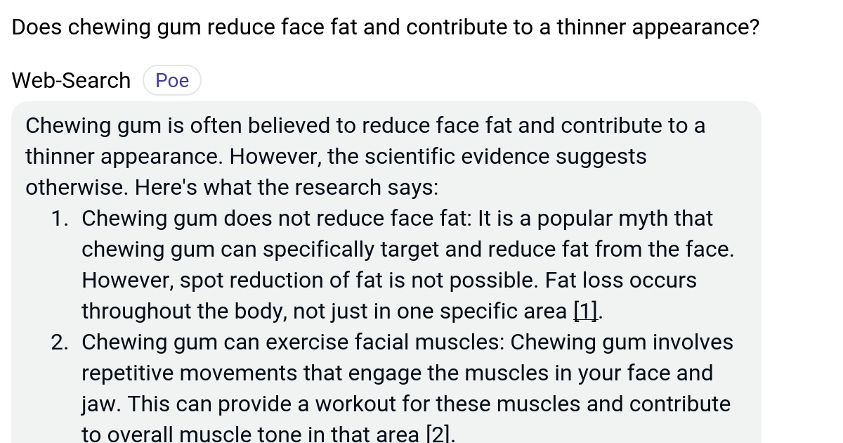 Does chewing gum reduce face fat and contribute to a thinner appearance
